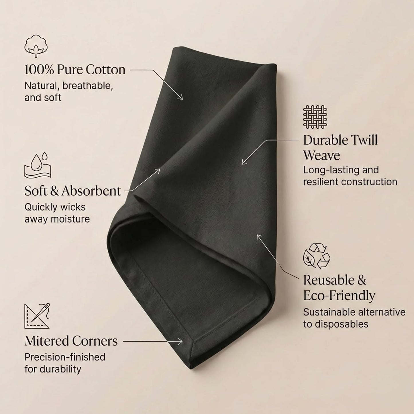 ACCENTHOME Accent Home 100% Cotton Napkins, Delicate Cloth Napkins for Dinners, Parties and Weddings，18 x 18 Inch Set