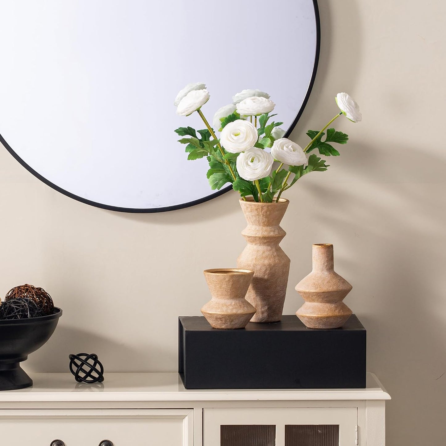Ceramic Vase Home Table Decor / 10-gold / Set of 3