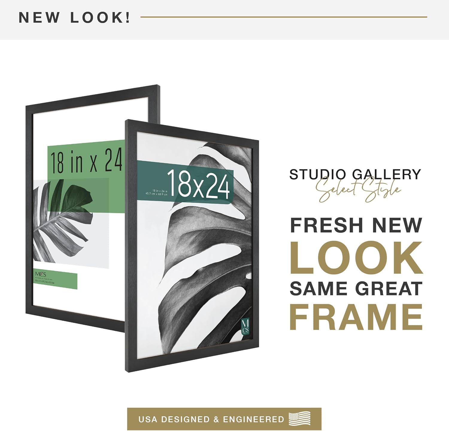 MCS Studio Gallery Poster Frame, 18x24, Black Woodgrain, 1-Pack | Studio Gallery Poster Frame For Photos & Art Prints