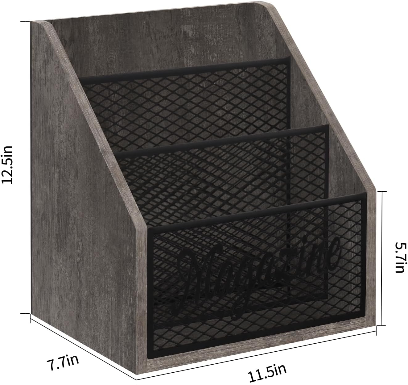 YINMIT 3 Tier Magazine Rack, Stepped Magazine Holder Floor for Home Storage | 3 Tier Stepped Design, Wood and Metal