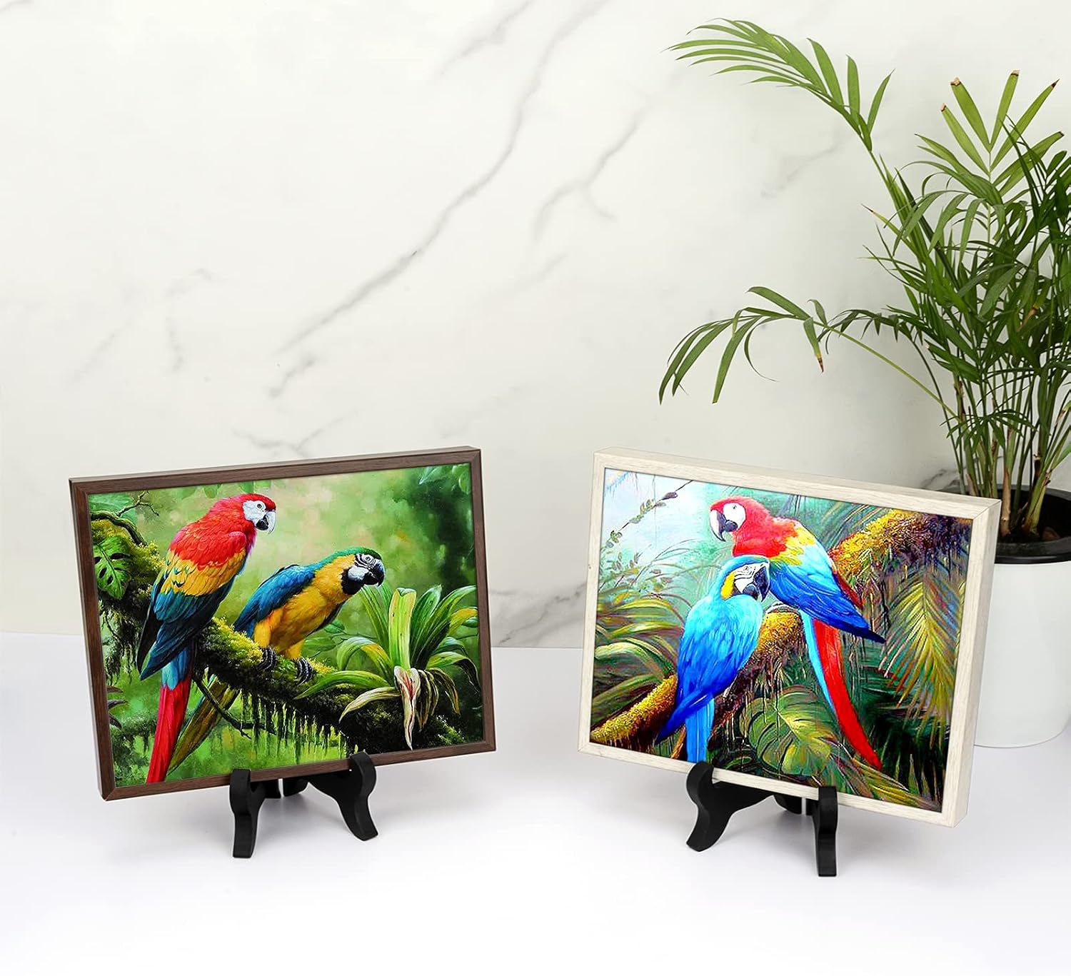 Wooden Display Stand Plate Easels Holder / 4inch / Black / Set of 6