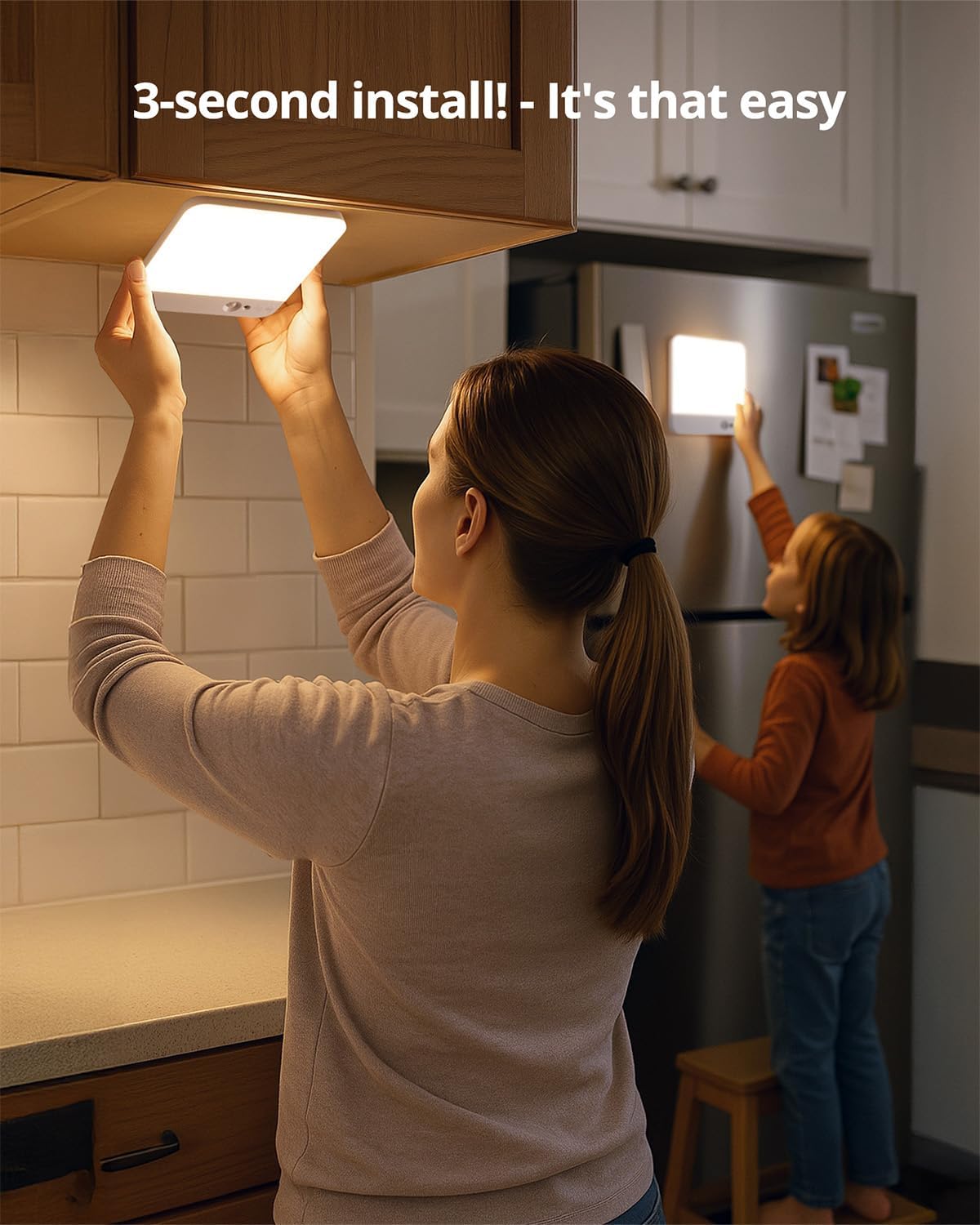 Rechargeable Ceiling Lights Square 60 Day Battery Operated, 7.87" Wireless Motion Sensor Shower Lighting with Remote 3