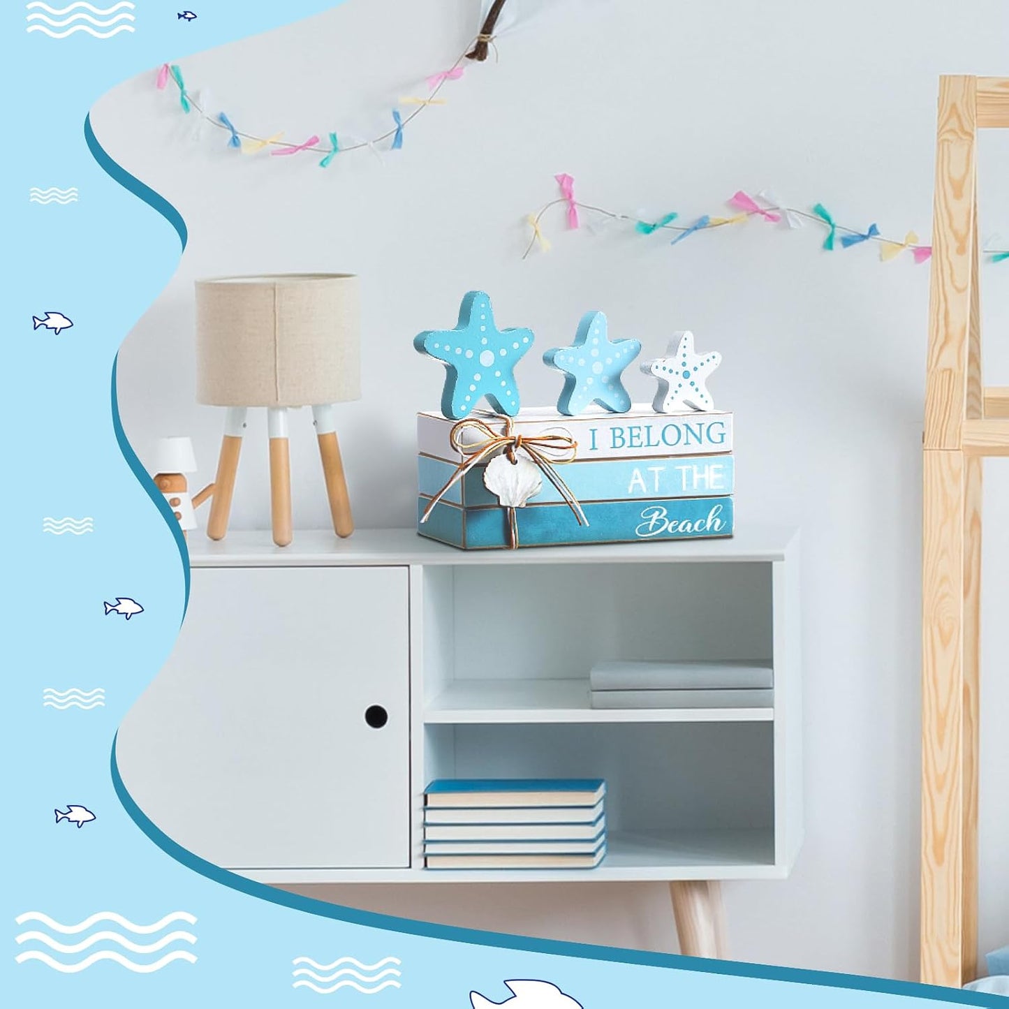 Mini Wood Book Stacks / Blue