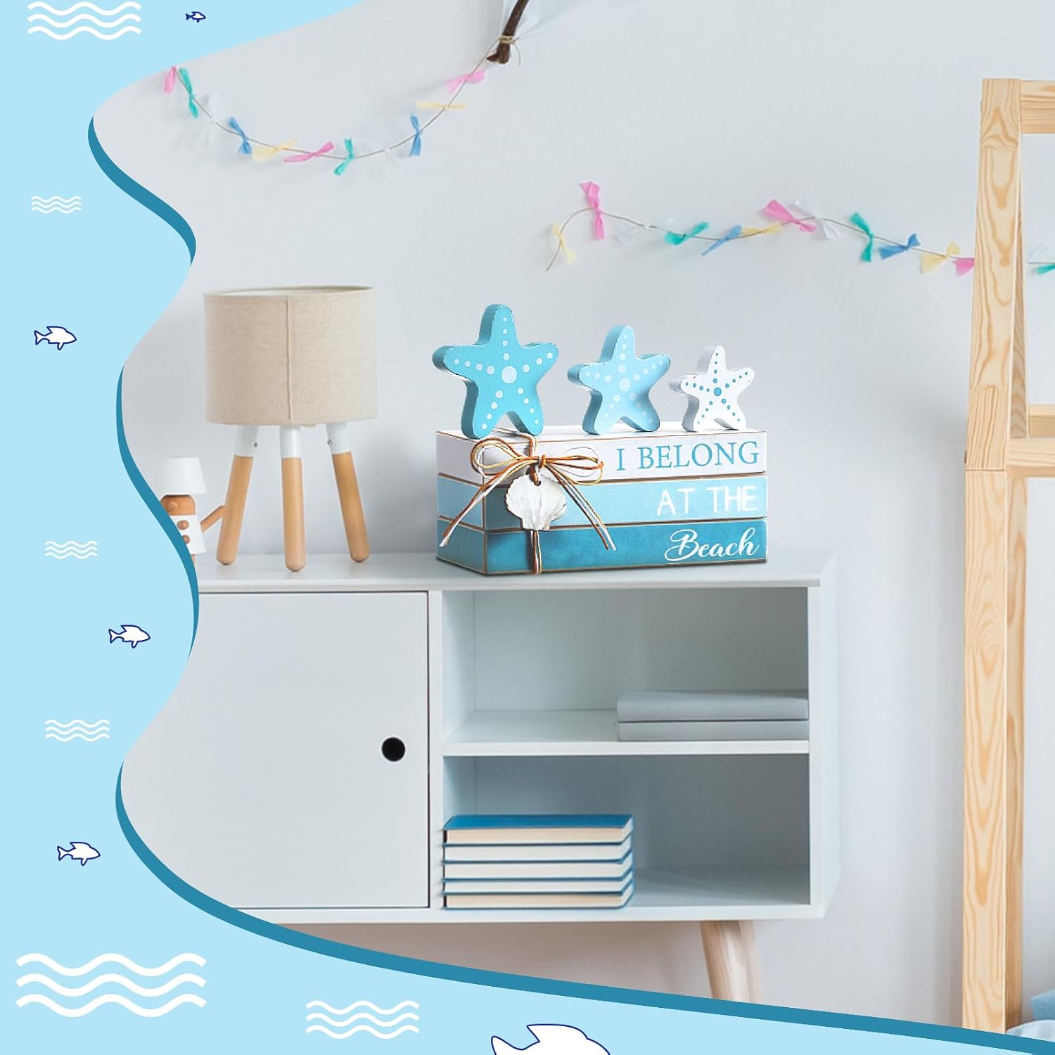 Mini Wood Book Stacks / Blue