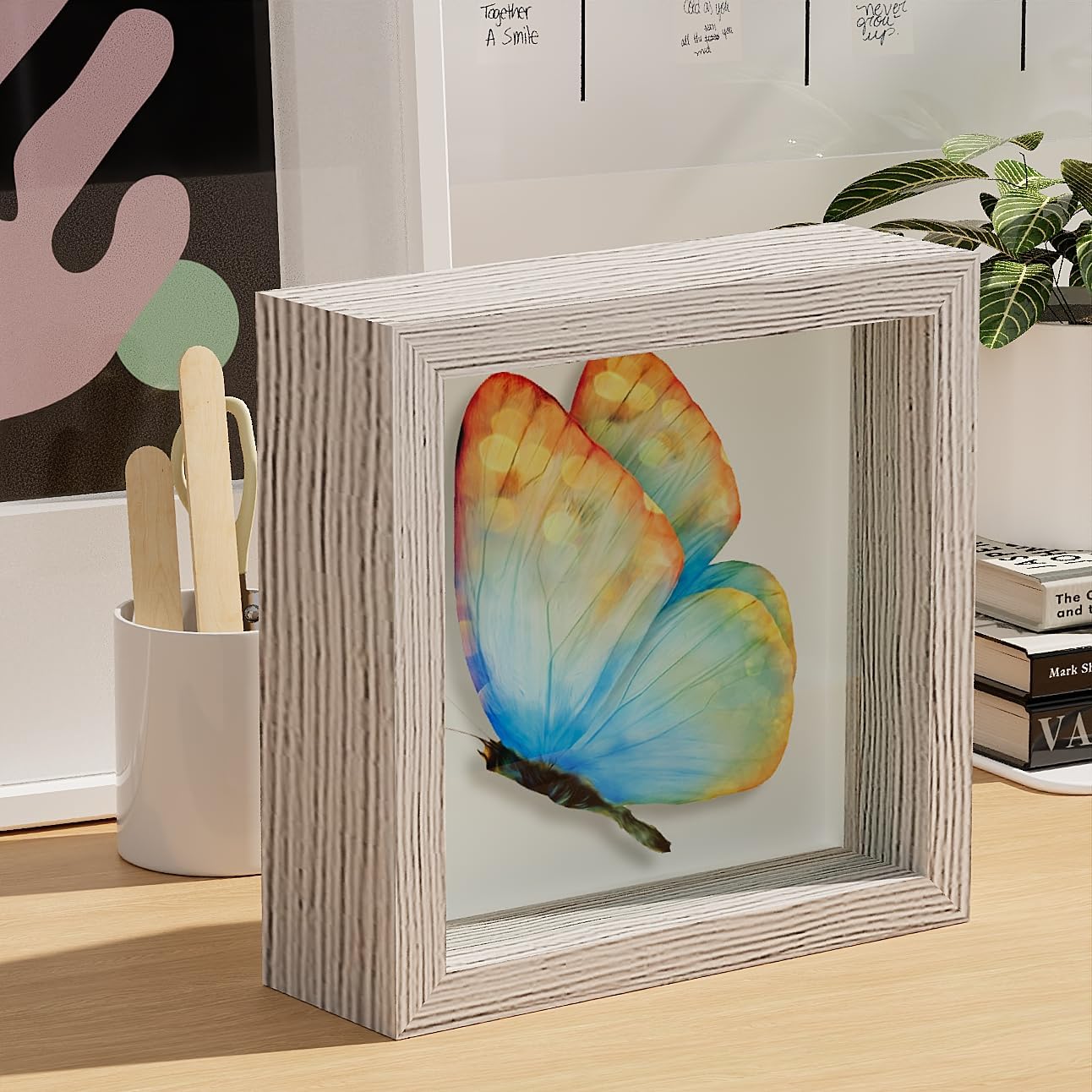 12x12 Gray Wooden Shadow Box Frame, 1.2" Deep, Tempered Glass | Black Backboard, Tabletop & Vertical/Horizontal Wall