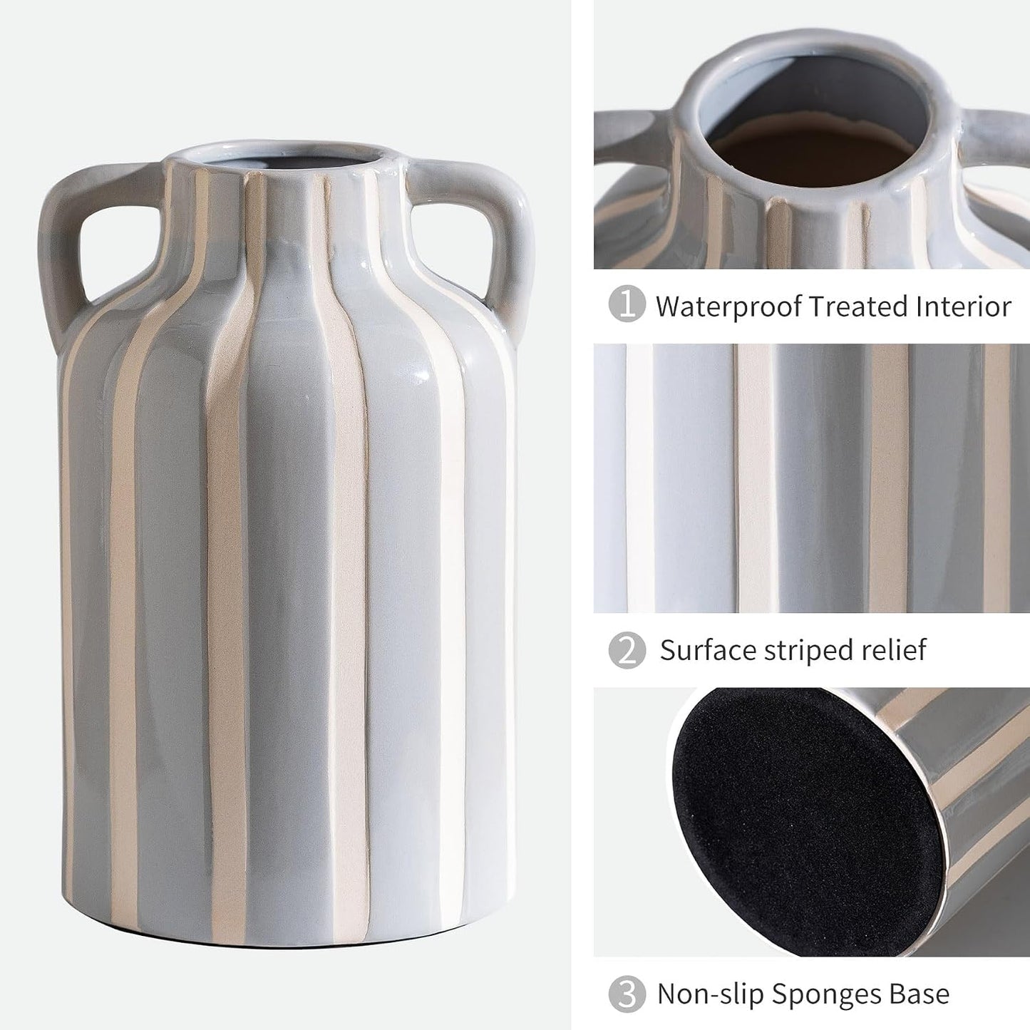 Grey Ceramic Vase / Grey and White 1