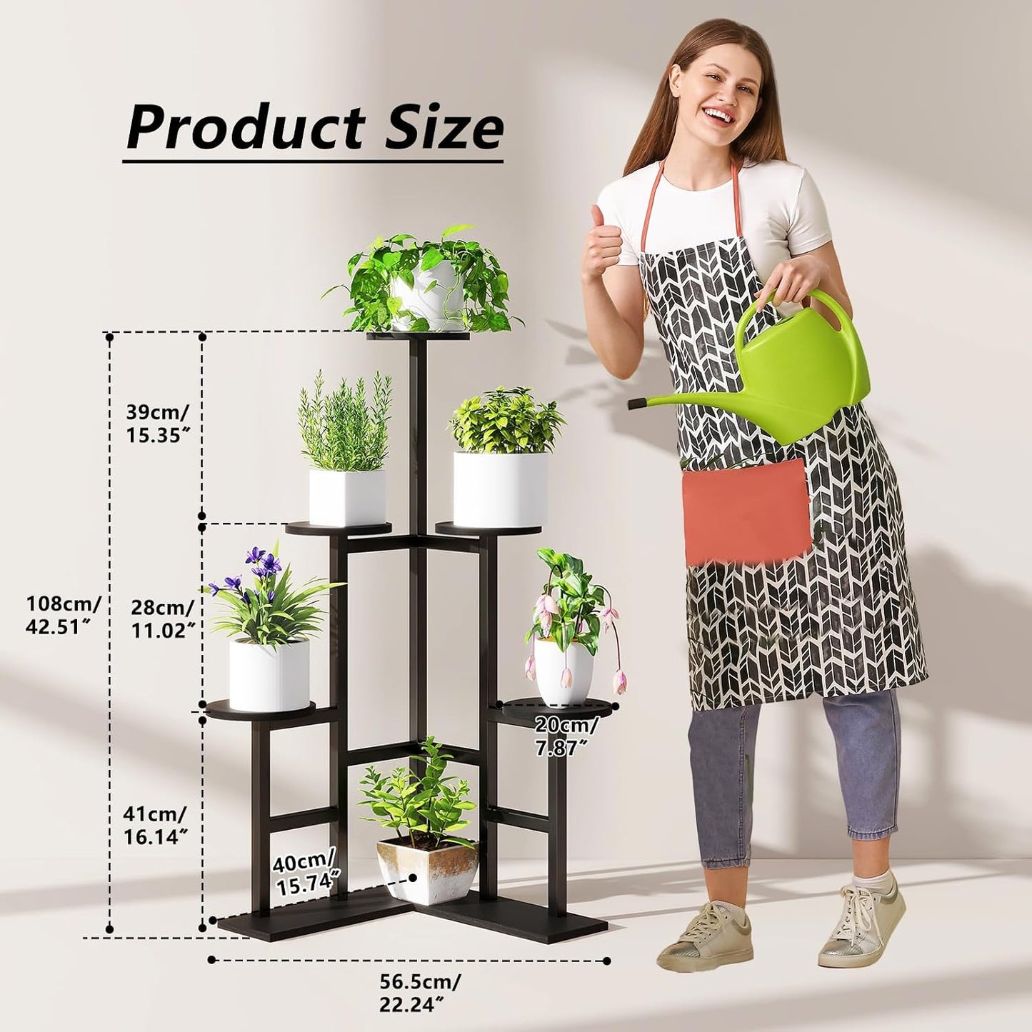IBUYKE 6 Tier Plant Stand Indoor, Tall Flower Pot Stand for Multiple Plants, Tiered Corner Plant Shelf for Living Room