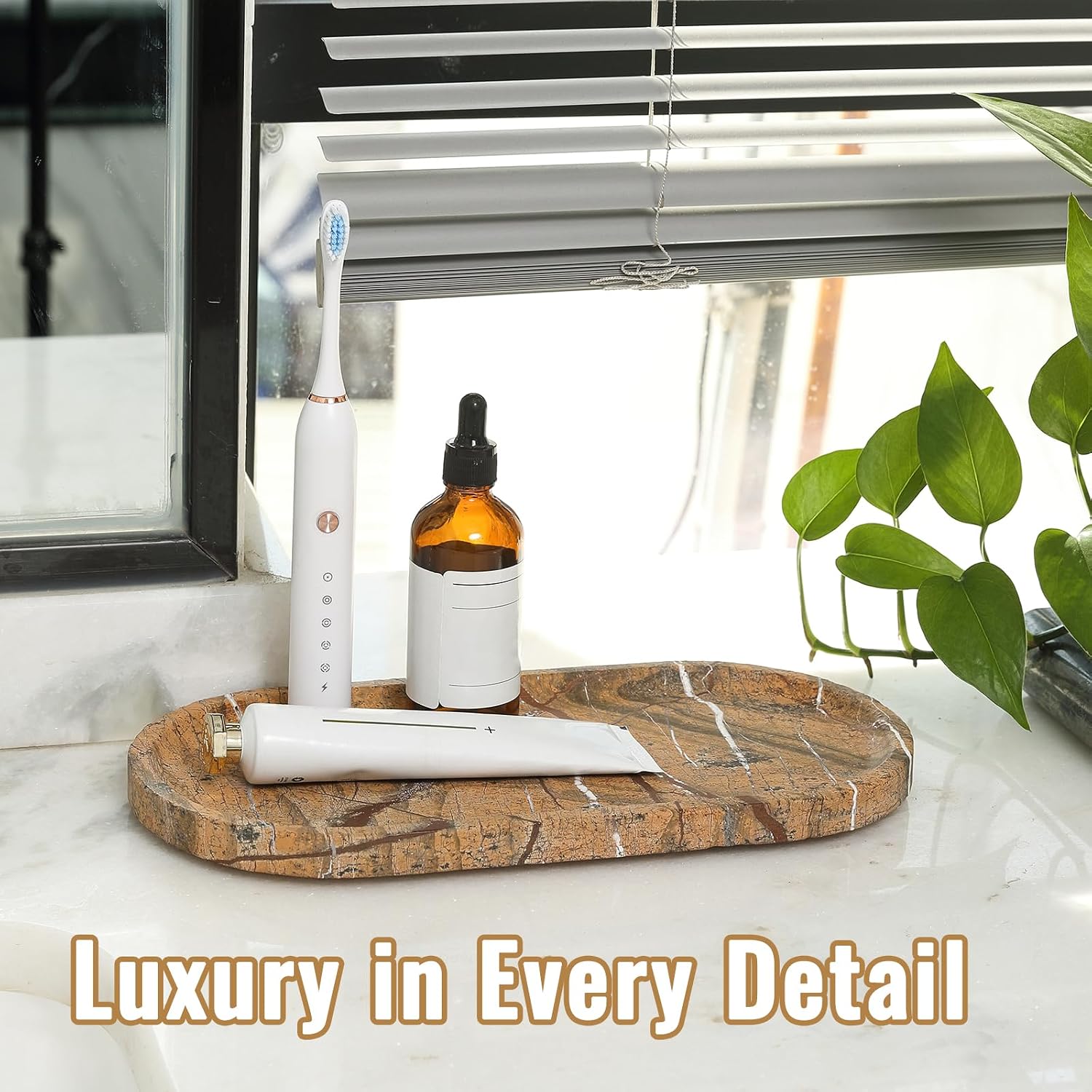 Candles / Countertop Organizer / Brown Red Marble-rainforest Gold / 12 x 6 x 0.8