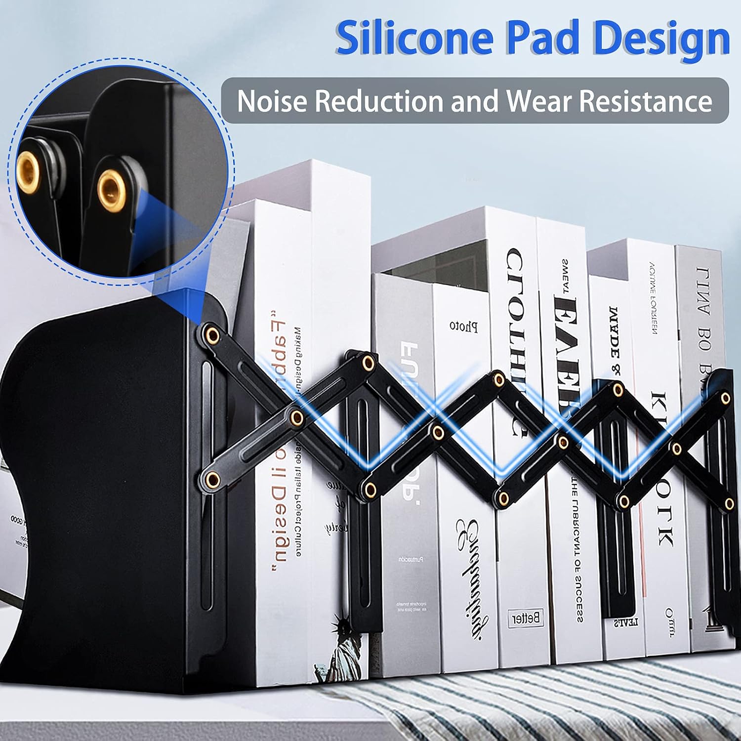 Metal Adjustable Book Ends Decorative Bookends / Black
