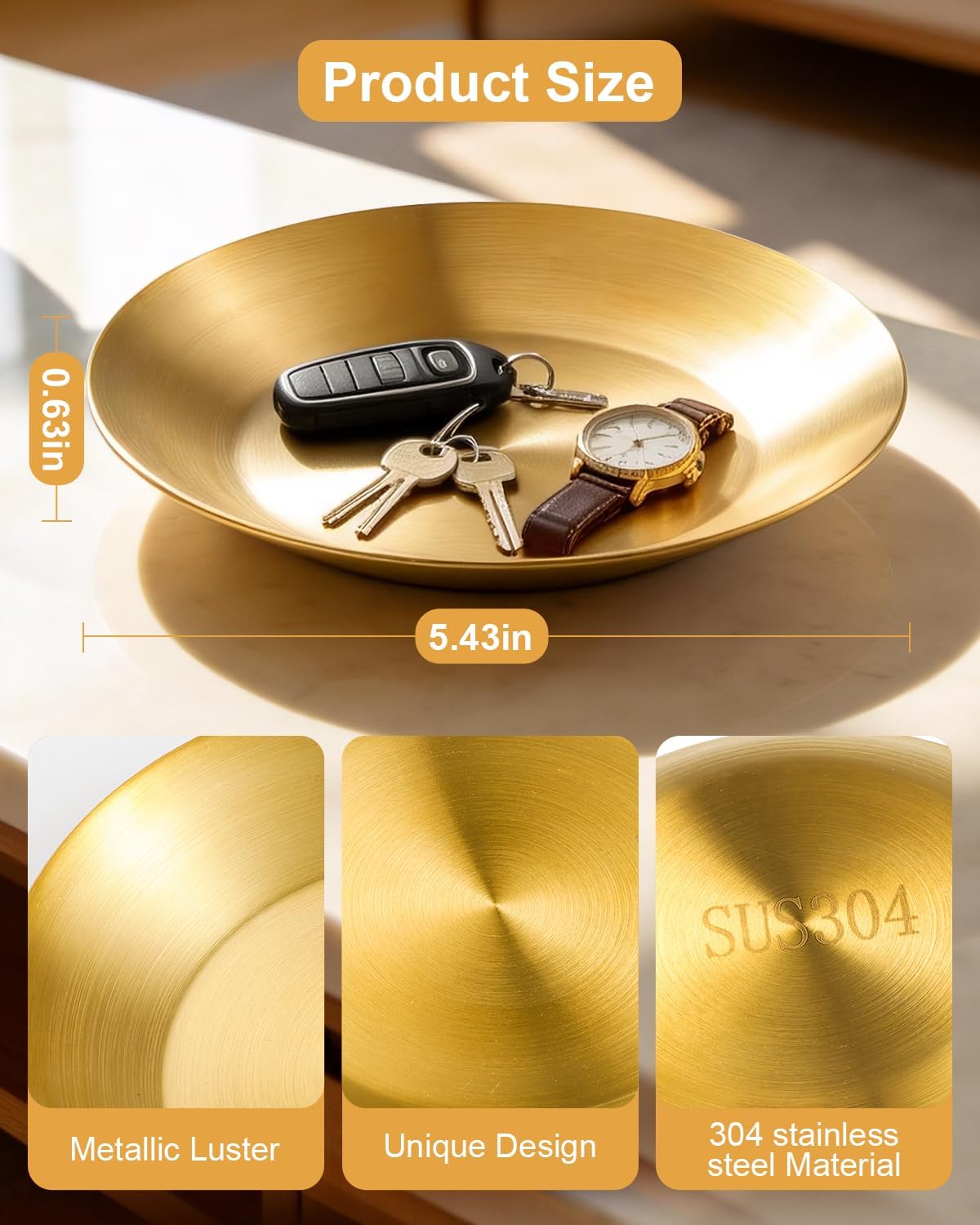 Metal Bowls. Use as Candy Dish / Gold / 5.4 Inch / Set of 2