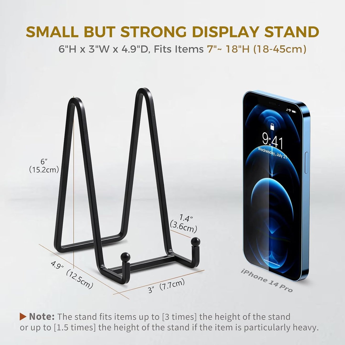 Metal Plate Stands for Display / 6 Inch / Black / Set of 2