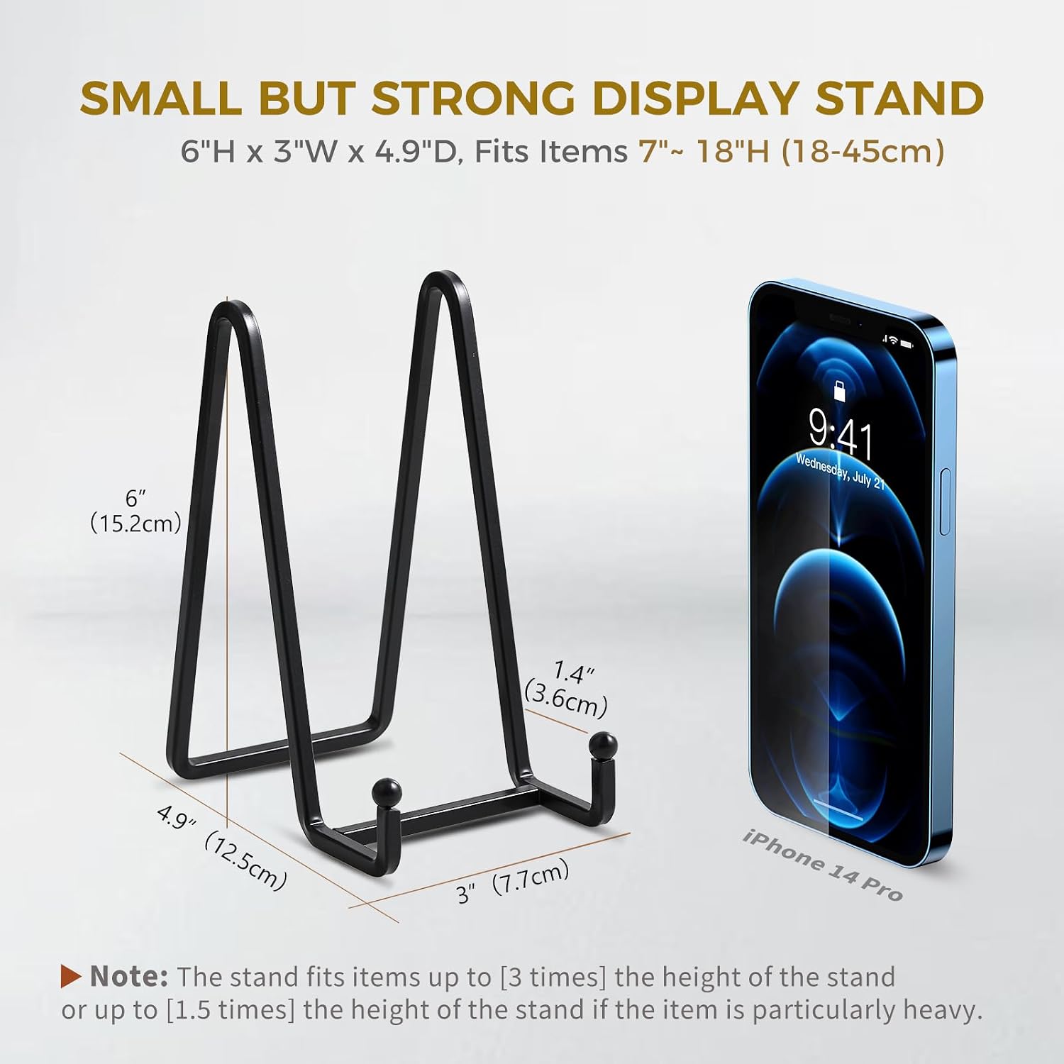 Metal Plate Stands for Display / 6 Inch / Black / Set of 2