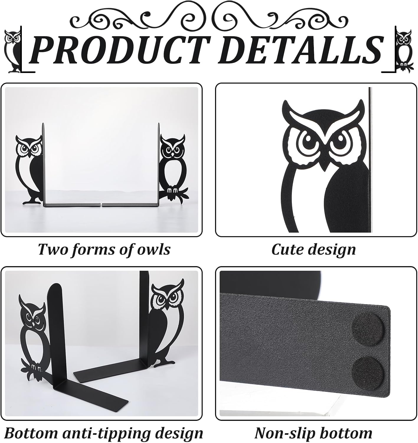 Owl Bookends / Owls / Black / Set of 2
