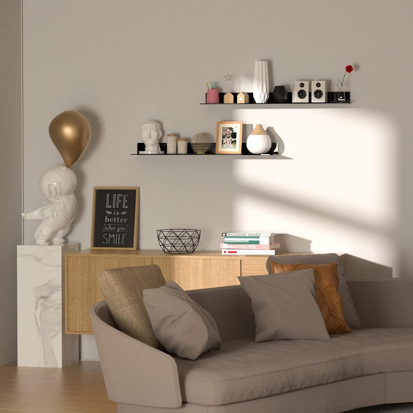 Sezanrpt 36 Inches Acrylic Wall Shelves 2 Pack, Floating Shelf for Wall Mounting, Acrylic Display Ledges for Funko Pop