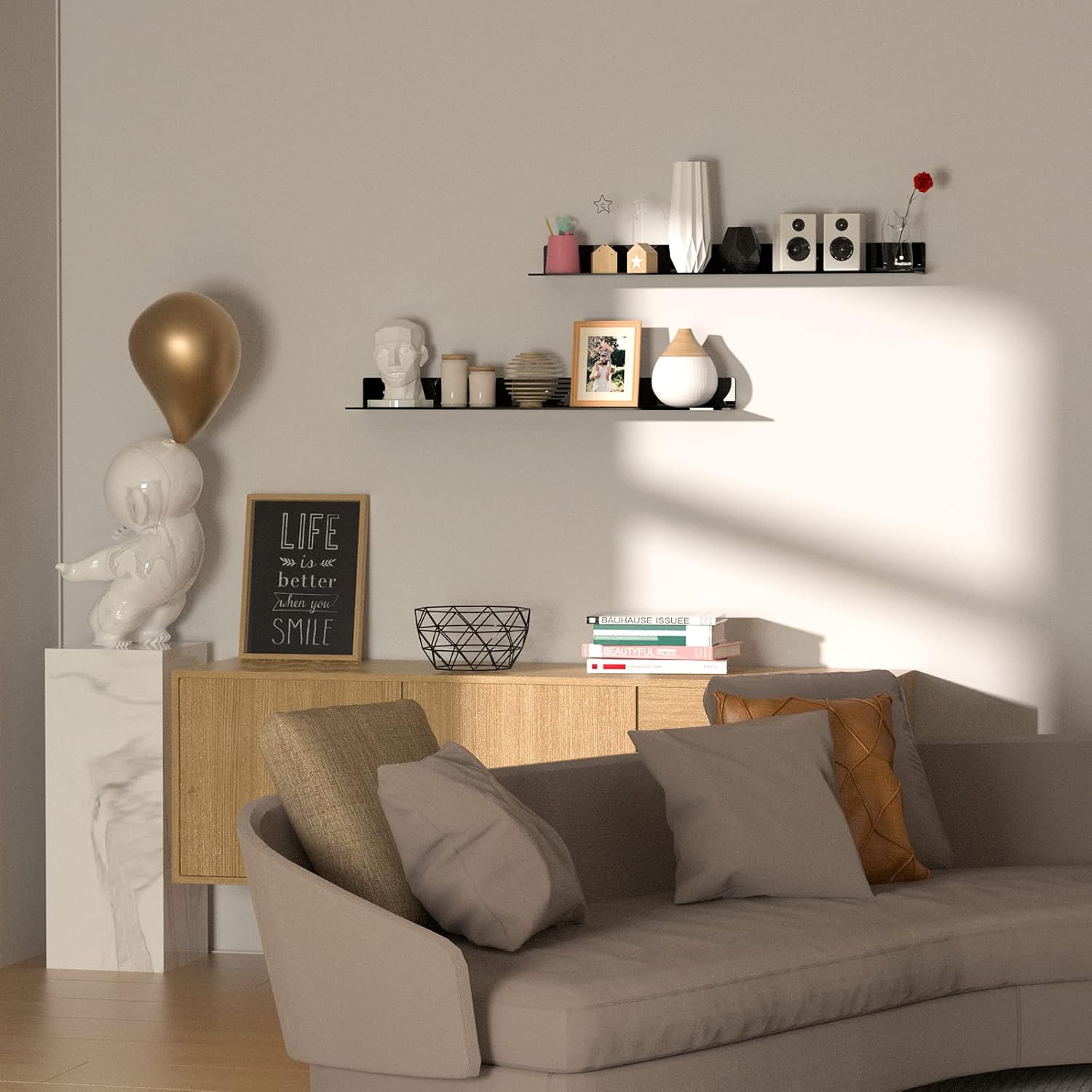 Sezanrpt 36 Inches Acrylic Wall Shelves 2 Pack, Floating Shelf for Wall Mounting, Acrylic Display Ledges for Funko Pop