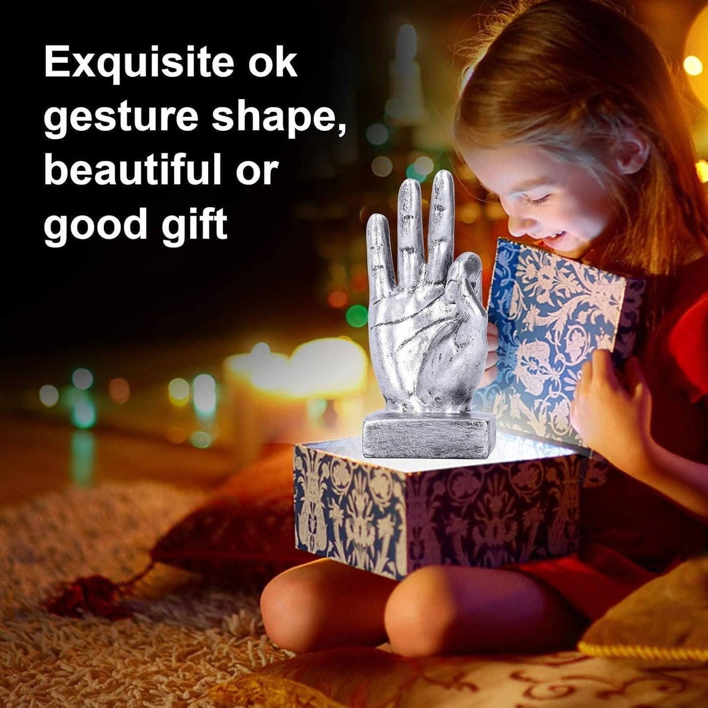 Hand Finger Gesture Desk Statues / Silver