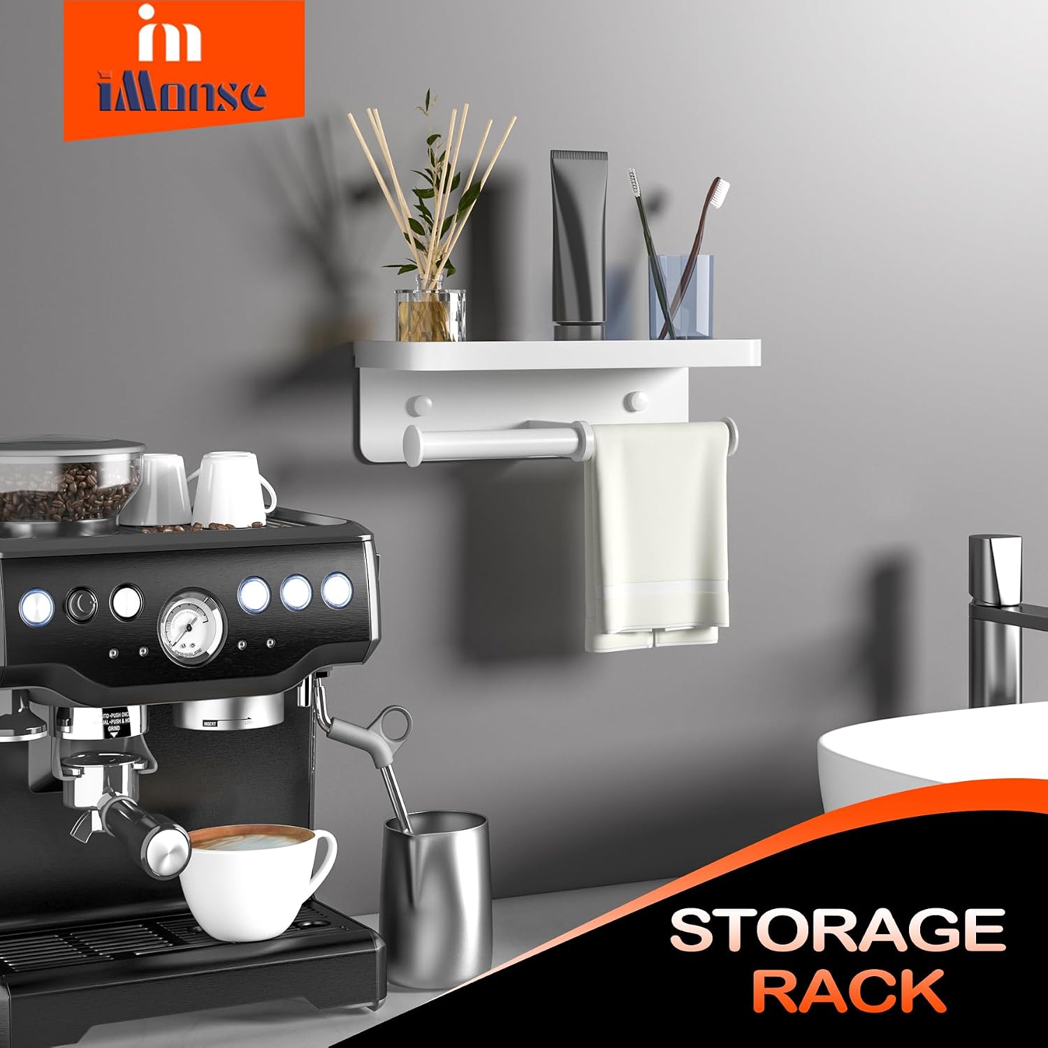 Double Toilet Paper Holder with Shelf, iMonse Paper Towel Holder Wall Mount,Tissue Roll Holder for Bathroom Kitchen RV
