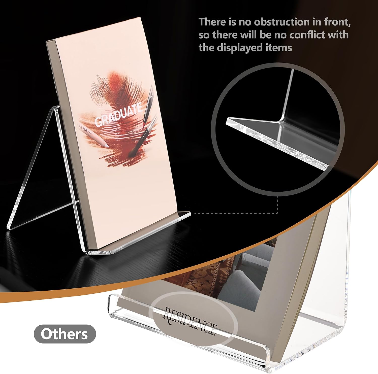 Acrylic Book Display Holder / Clear / 6 x 9 / Set of 2