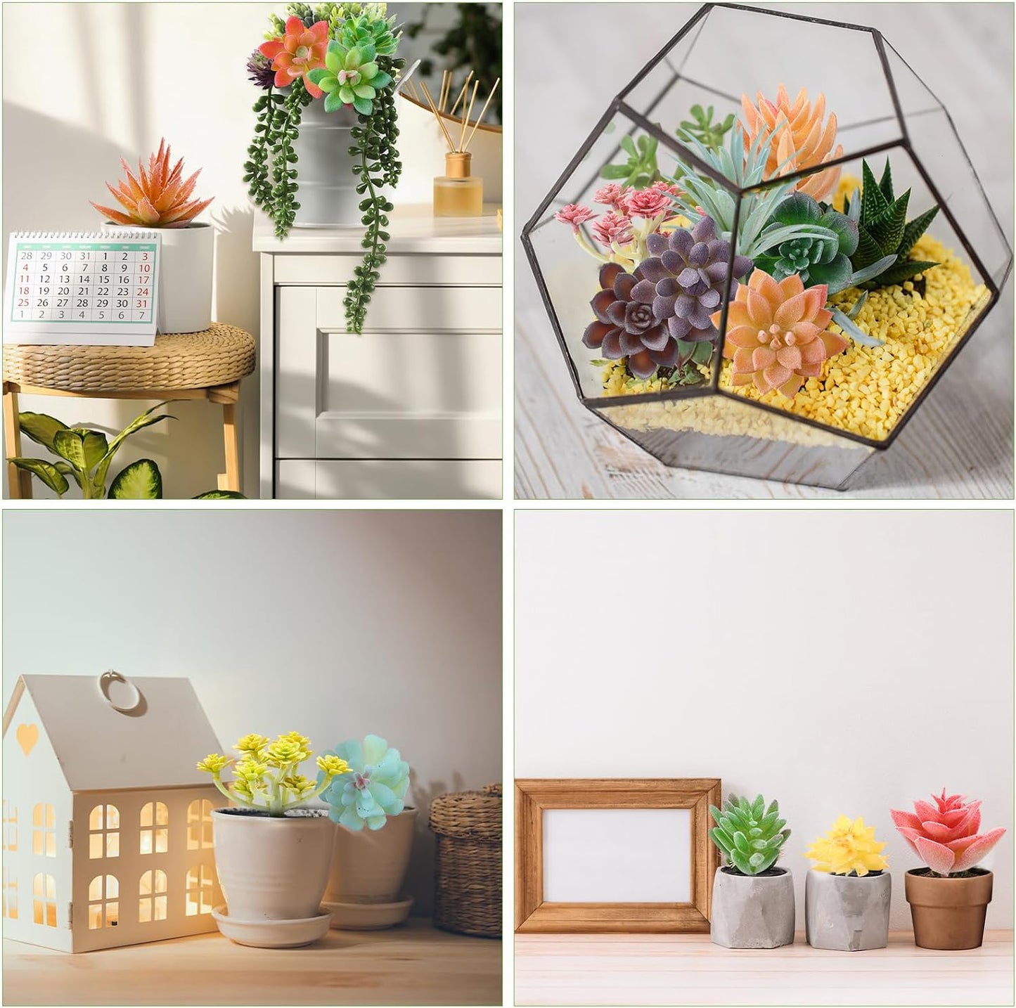 Artificial Succulent Plants Faux Realistic Fake Unpotted Mini Succulents for DIY Garden / Set of 40
