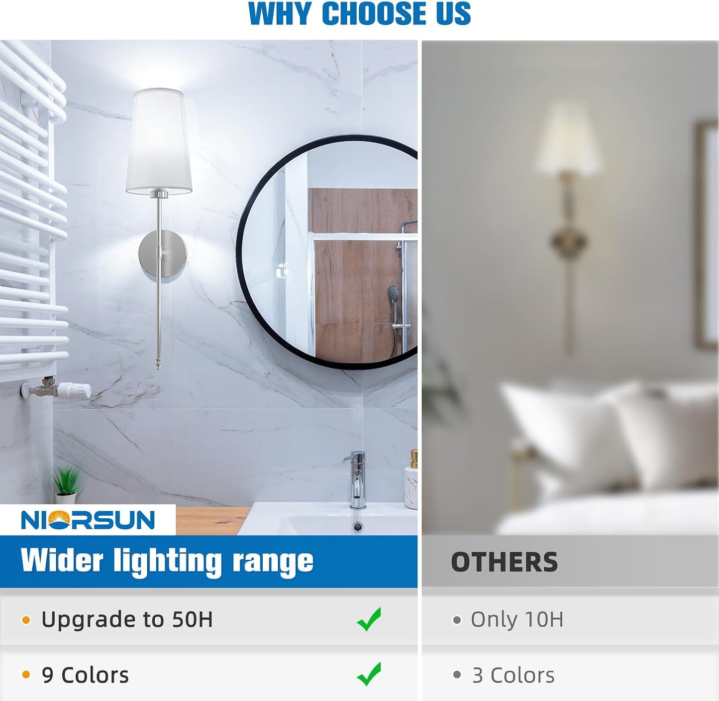 Brushed Nickel Battery Operated Wall Sconce Set of 2,Rechargeable Wall Lights with 10400mAh Dimmable Detachable Bulbs