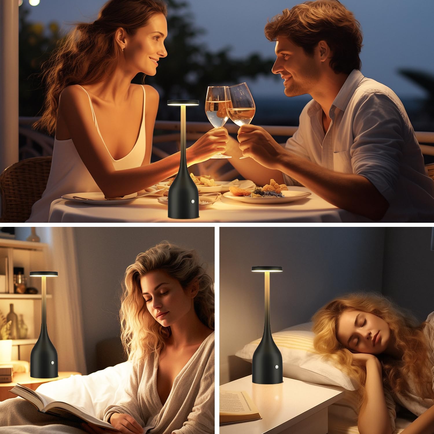 Yogaret 2 Pack Rechargeable Table Lamps Cordless,5000mAh Battery Operated LED Table Light for Outdoor Patio Restaurant