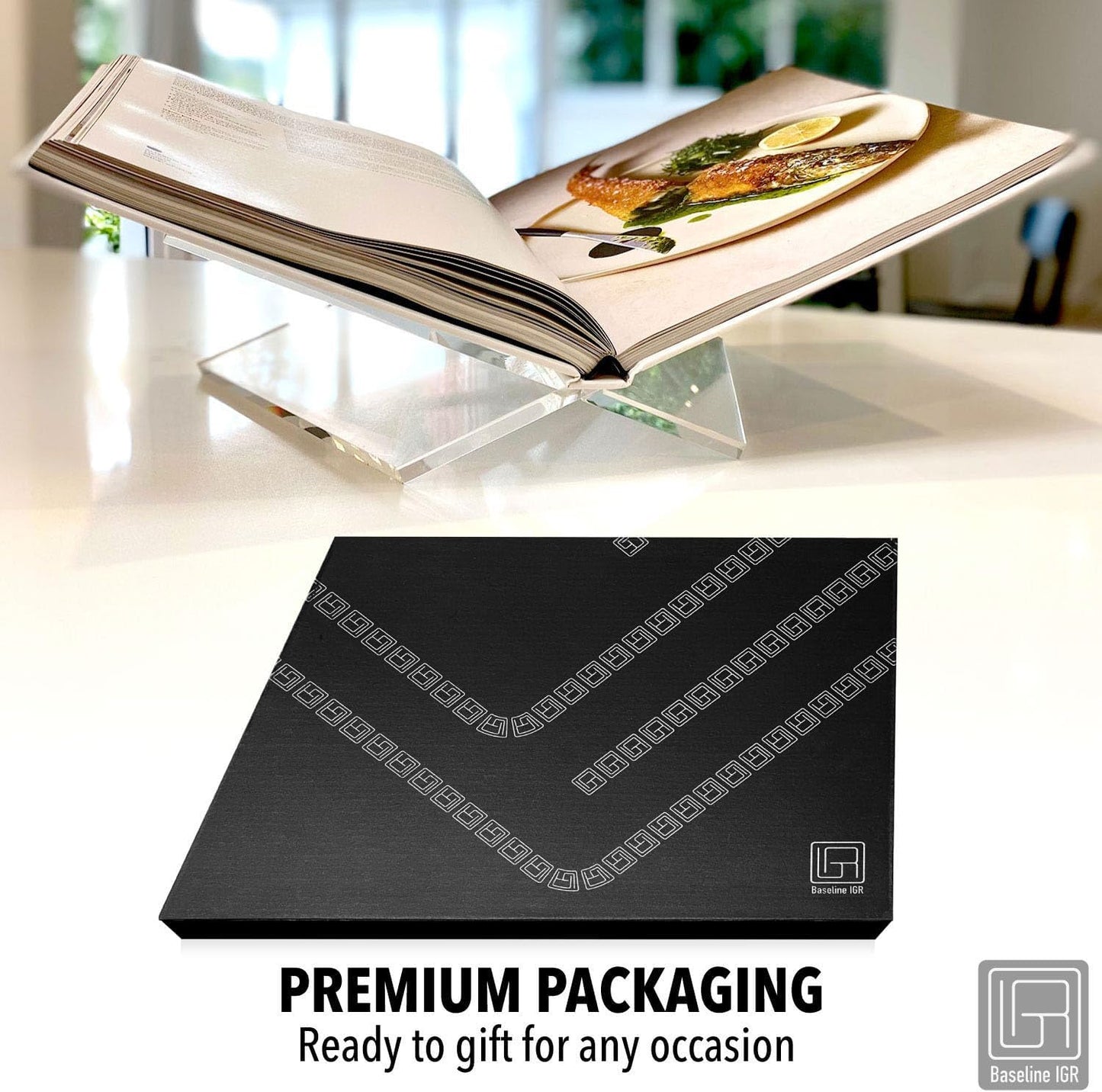 Large Clear Acrylic Book Stand, 12.5" x 9.5" x 5.5”, Acrylic Book Holder, Open Bookstand for Display and Reading