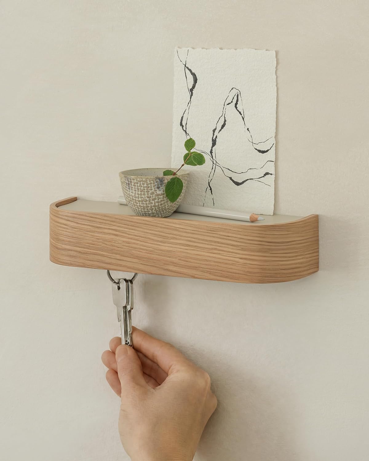 Modern Key Holder Wall Mount / Oak / 6 Hooks