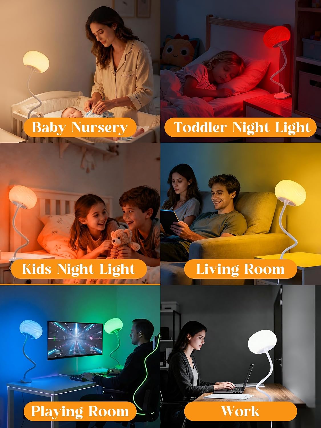 Clip on Lamp, 10 RGB Colors+10 Brightness Clip on Desk Lamp for Dorm Lamp | 800 lm Bright Clip on Light, USB Adapter