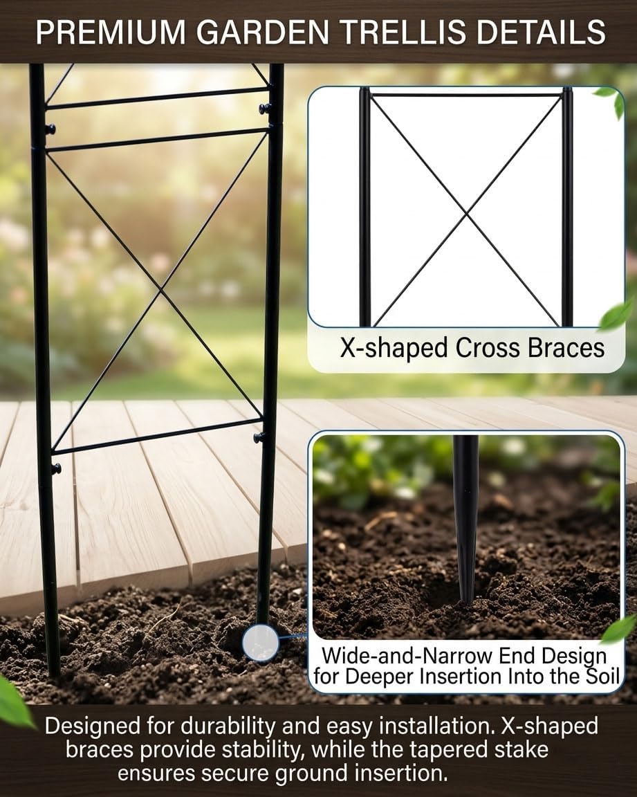 Metal Garden Arbors 8Ft Thickened Arch Trellis for Climbing Plants | Outdoor Arbor Rustproof Metal Frame Trellises