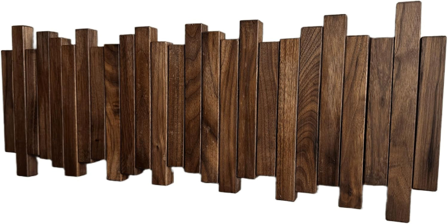 Natural Wood Wall Mounted Piano Coat Rack| Coat Rack Wall Mount| Flip Down Wall Hook Rack 5 Hooks| Entryway Wall