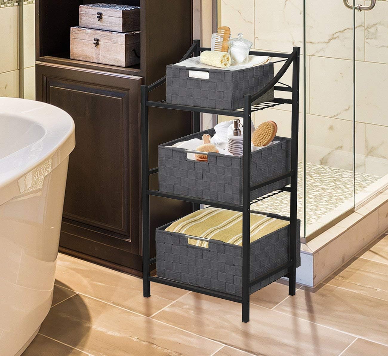 Linen Closet Organizers and Storage / 7 Piece - Grey / Set of 7
