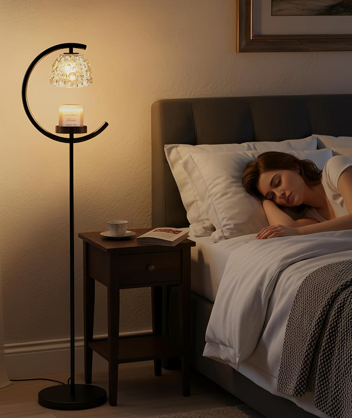 seenlast Candle Warmer Floor Lamp with Timer and Dimmer | Standing Electric Wax Melt Warmer for Home Decor, Living Room