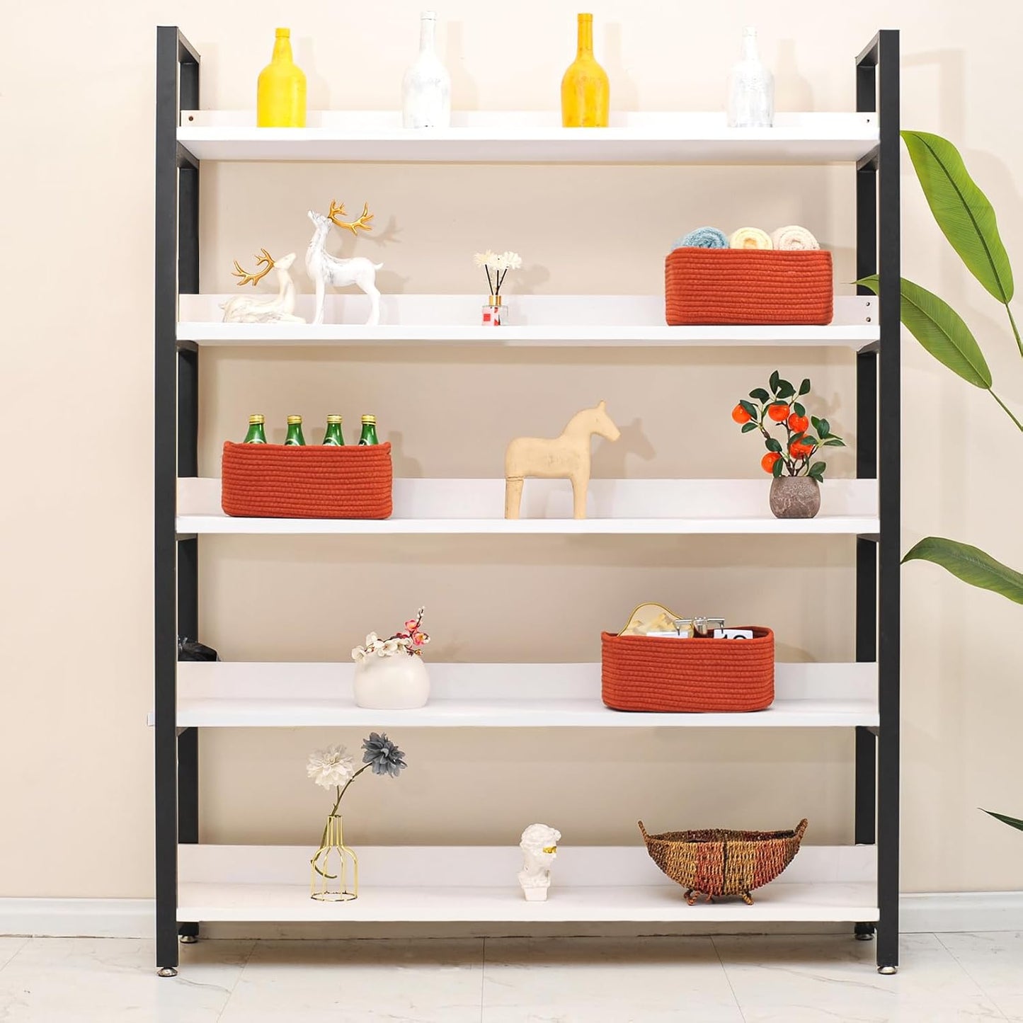 Small Red Woven Baskets for Organizing / 13 x 8.5 x 5.1 / Brick Red