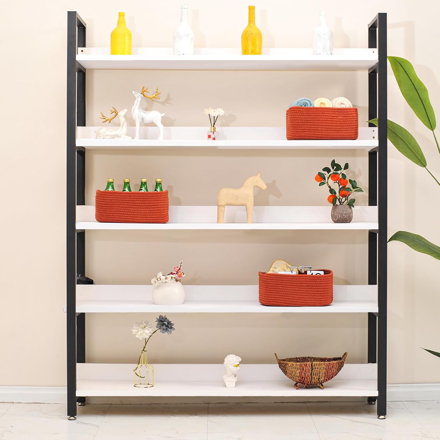 Small Red Woven Baskets for Organizing / 13 x 8.5 x 5.1 / Brick Red