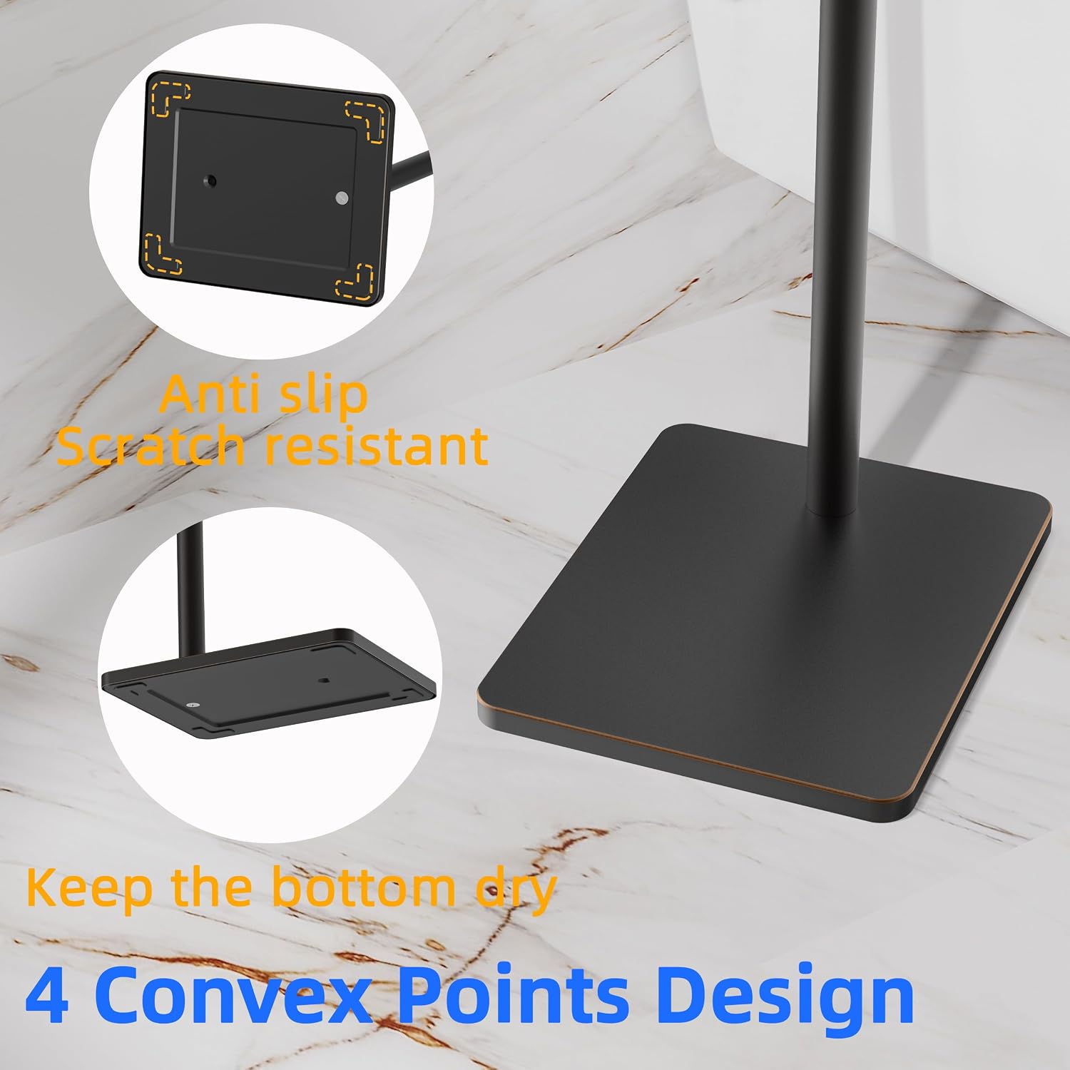 RUACQ Bathroom Toilet Paper Holder Stand, Oil Rubbed Bronze | Dual-Post Pivoting Free Standing Toilet Roll Holder with