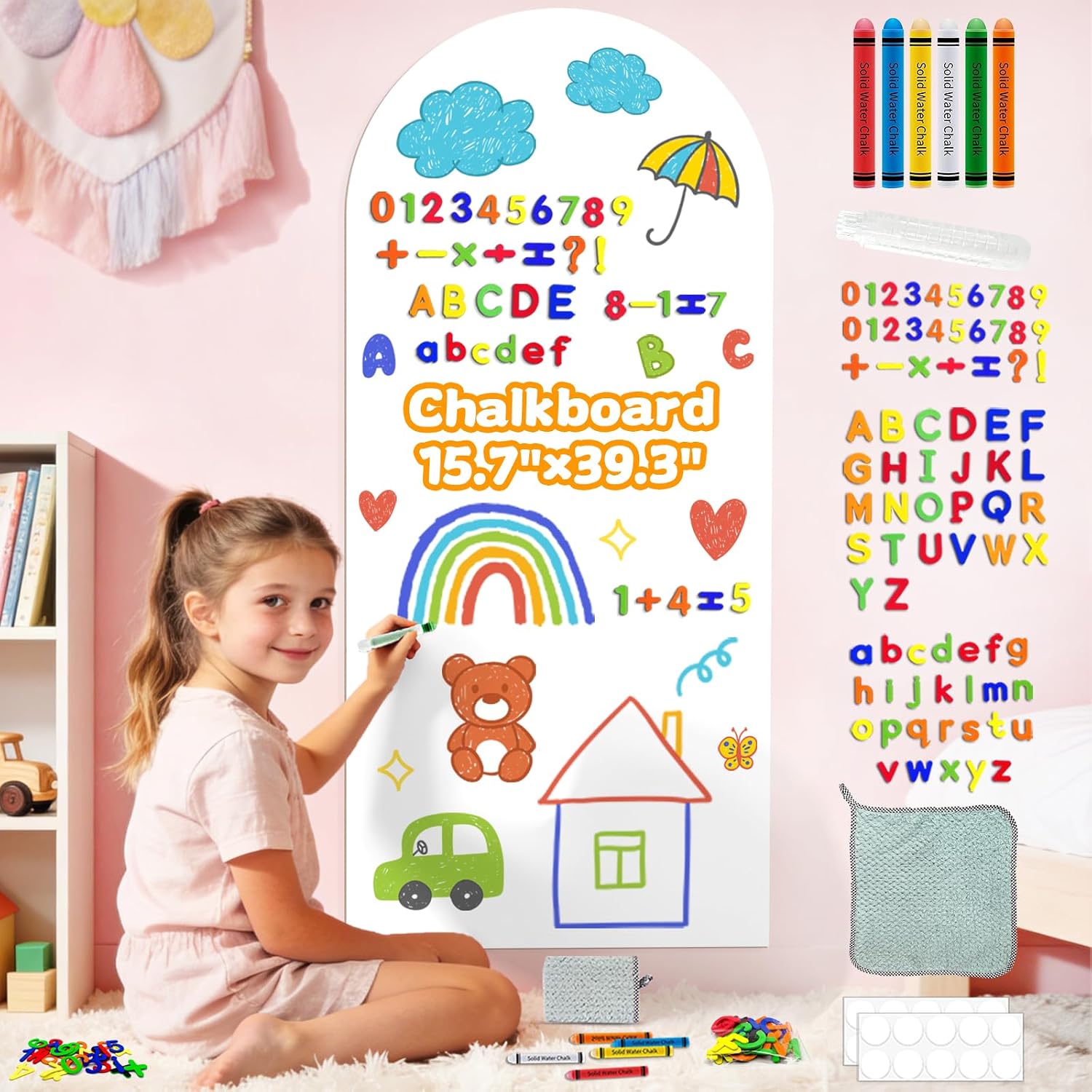 Arch Magnet Wall Decal for Kids Magnetic Board / White / 15.7 x 39.4