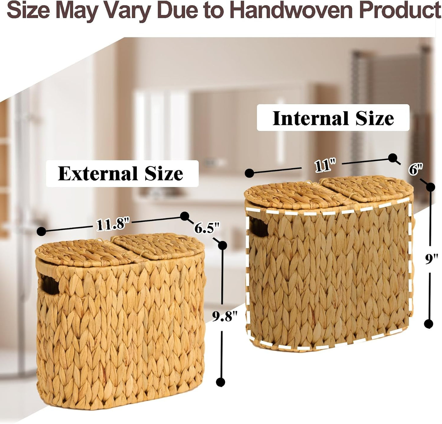 Wicker Toilet Paper Storage Basket / Water Hyacinth / 4 Rolls