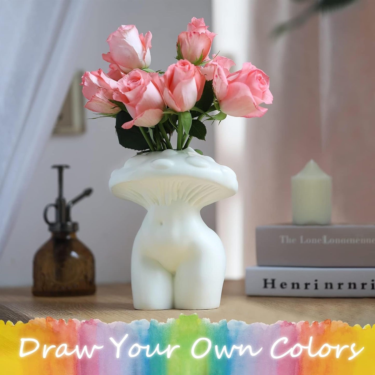 Mushroom Female Body Vase for Decor / Pink / Medium