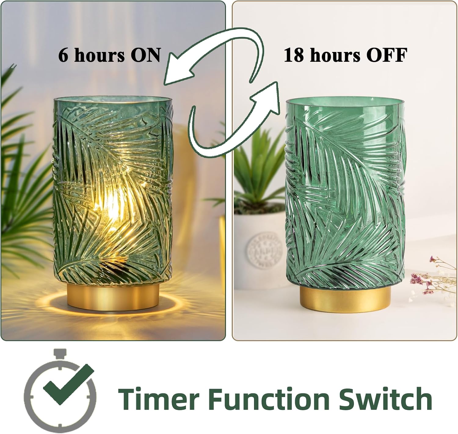 Battery Operated Table Lamp / Green / Small
