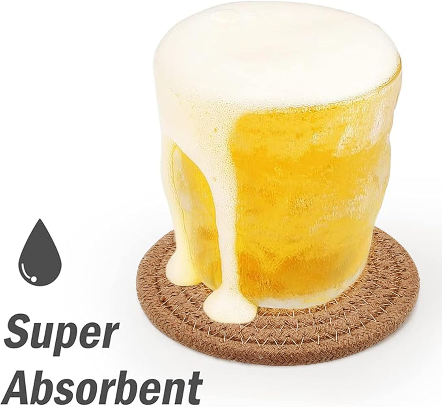 Holder / Cotton Woven Absorbent Coasters for Drinks / Brown / Set of 8