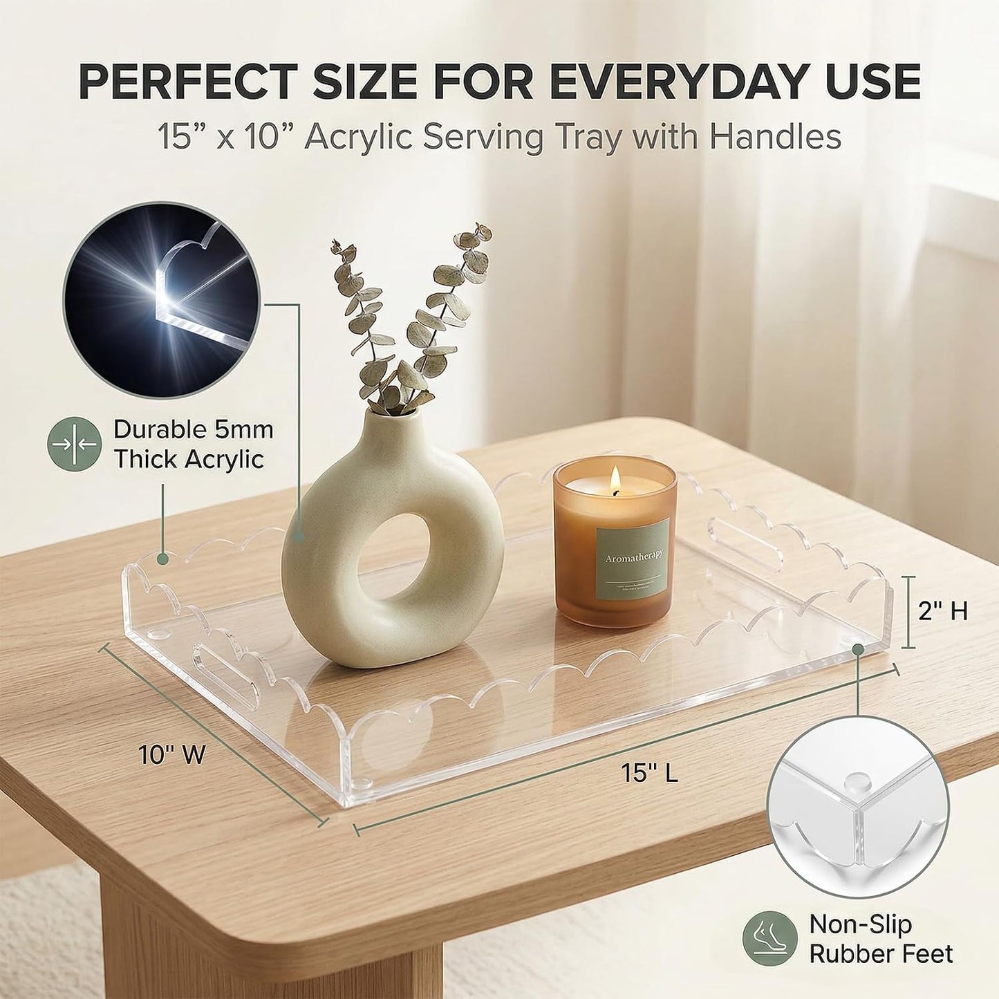 Acrylic Serving Tray / Clear / 15 x 10