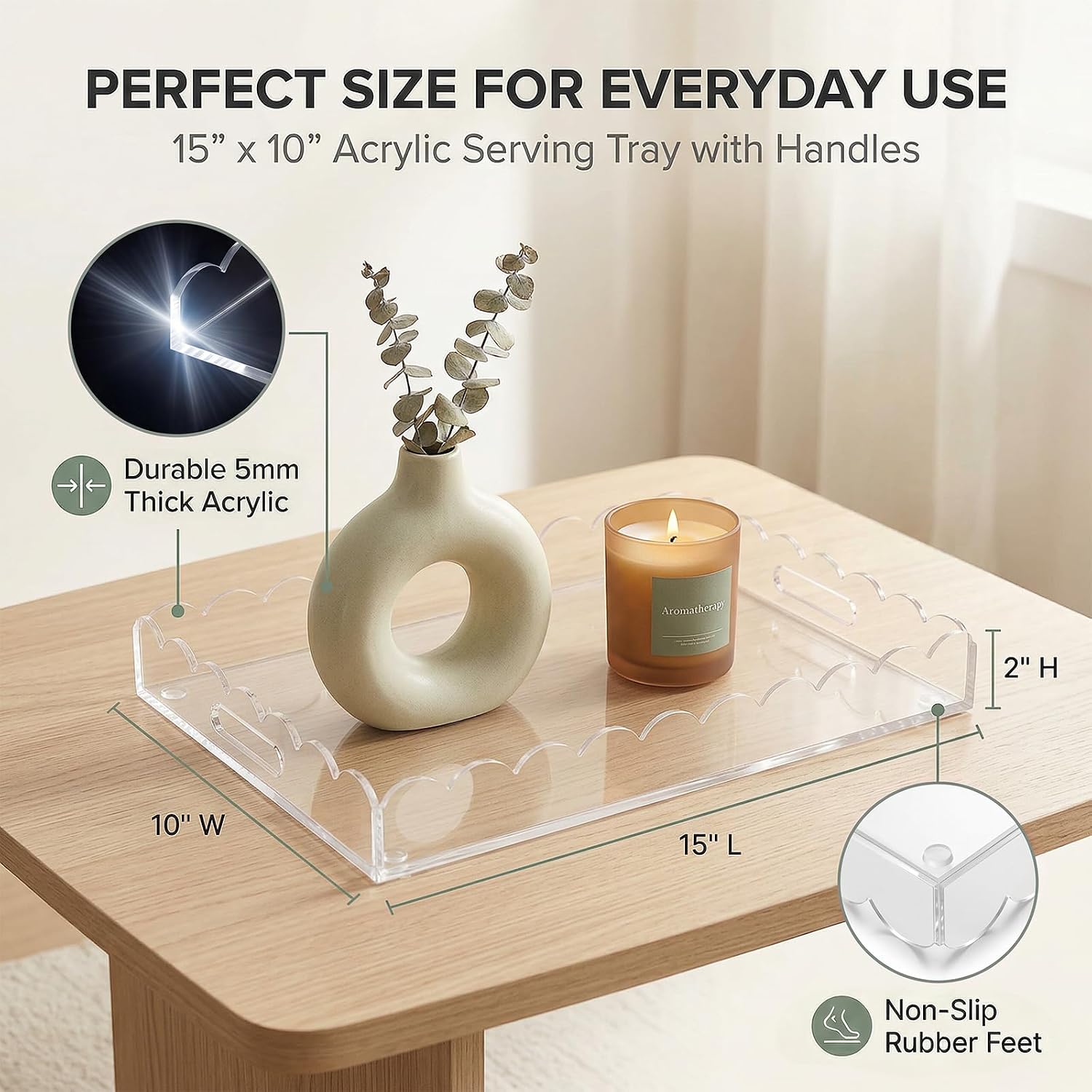 Acrylic Serving Tray / Clear / 15 x 10