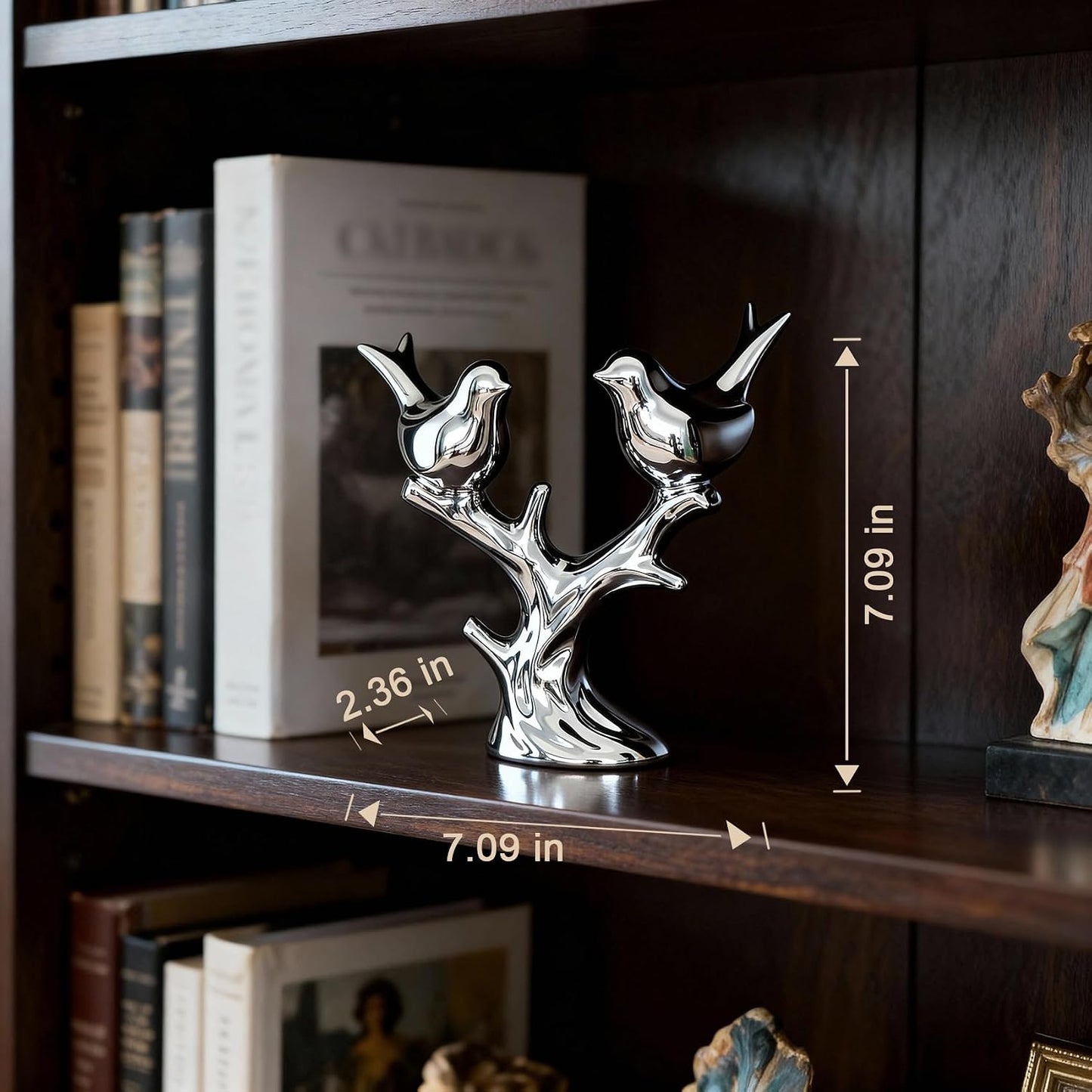 Ceramic Bird Statue / Silver