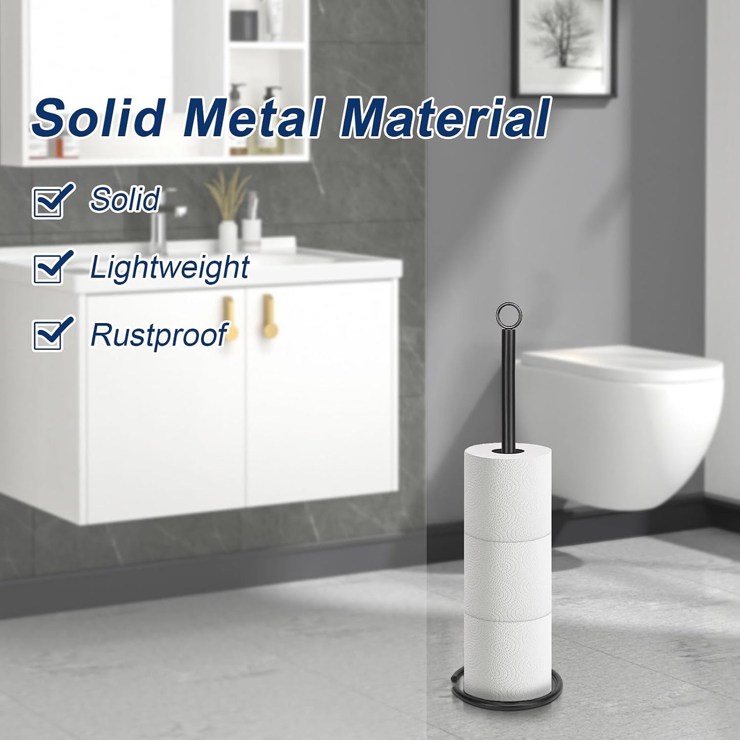 NearMoon Bath Toilet Paper Holder Stand, Freestanding Tissue Paper Storage with Reserve, Space Toilet 4 Rolls Holder