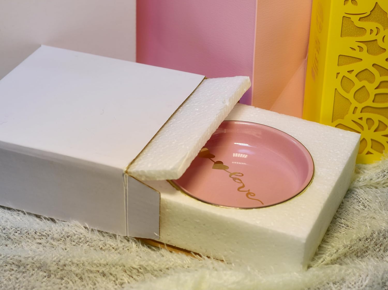 Ceramic Tray Love Dish Bowl Jewelry Holder Trinket Tray for Rings / One Size / Boutique Dish/love-1