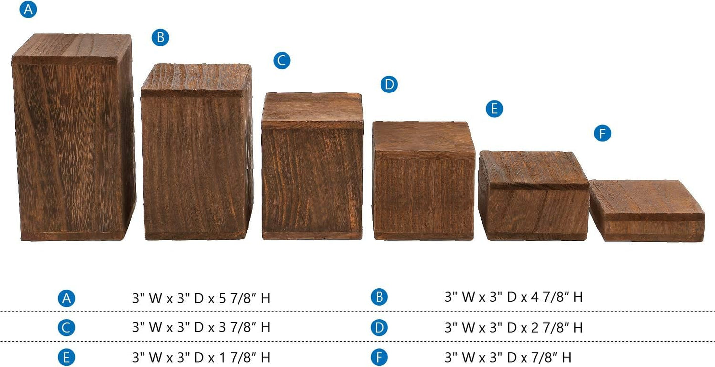 Wooden Square Risers for Display Jewelry and Accessories Display Stand Wooden / Brown / Set of 6