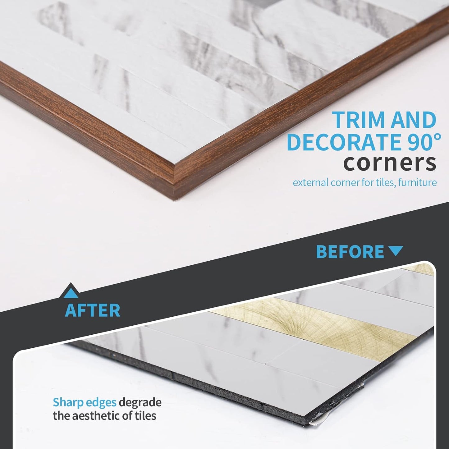 Outside Vinyl Corner Trim Peel and Stick for Tile and Wall Edges / Cherry / 20 Inch