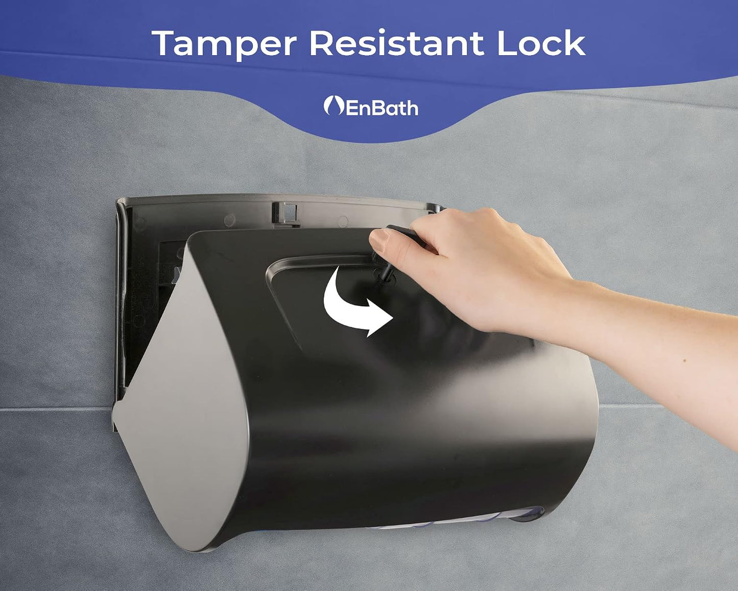 Commercial Toilet Paper Dispenser Wall Mount, Double (2 Roll) Locking Toilet Paper Holder (Black), Compact Two Roll