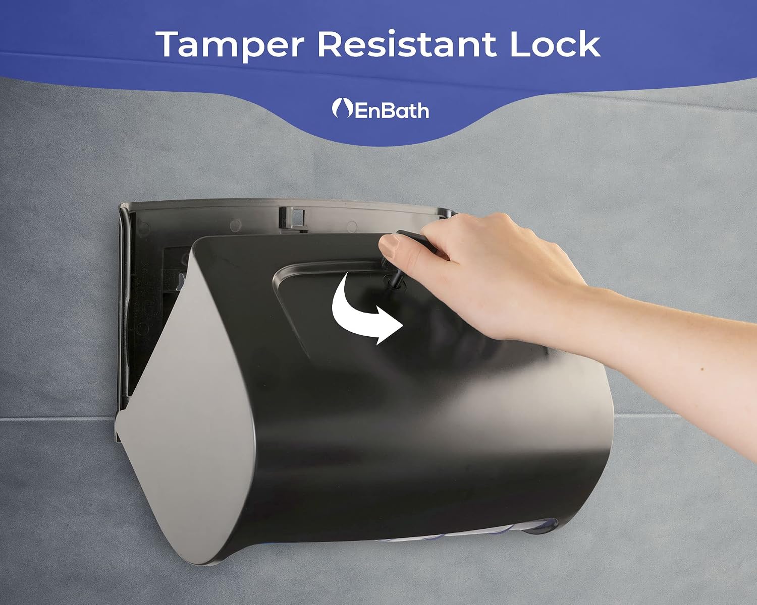 Commercial Toilet Paper Dispenser Wall Mount, Double (2 Roll) Locking Toilet Paper Holder (Black), Compact Two Roll