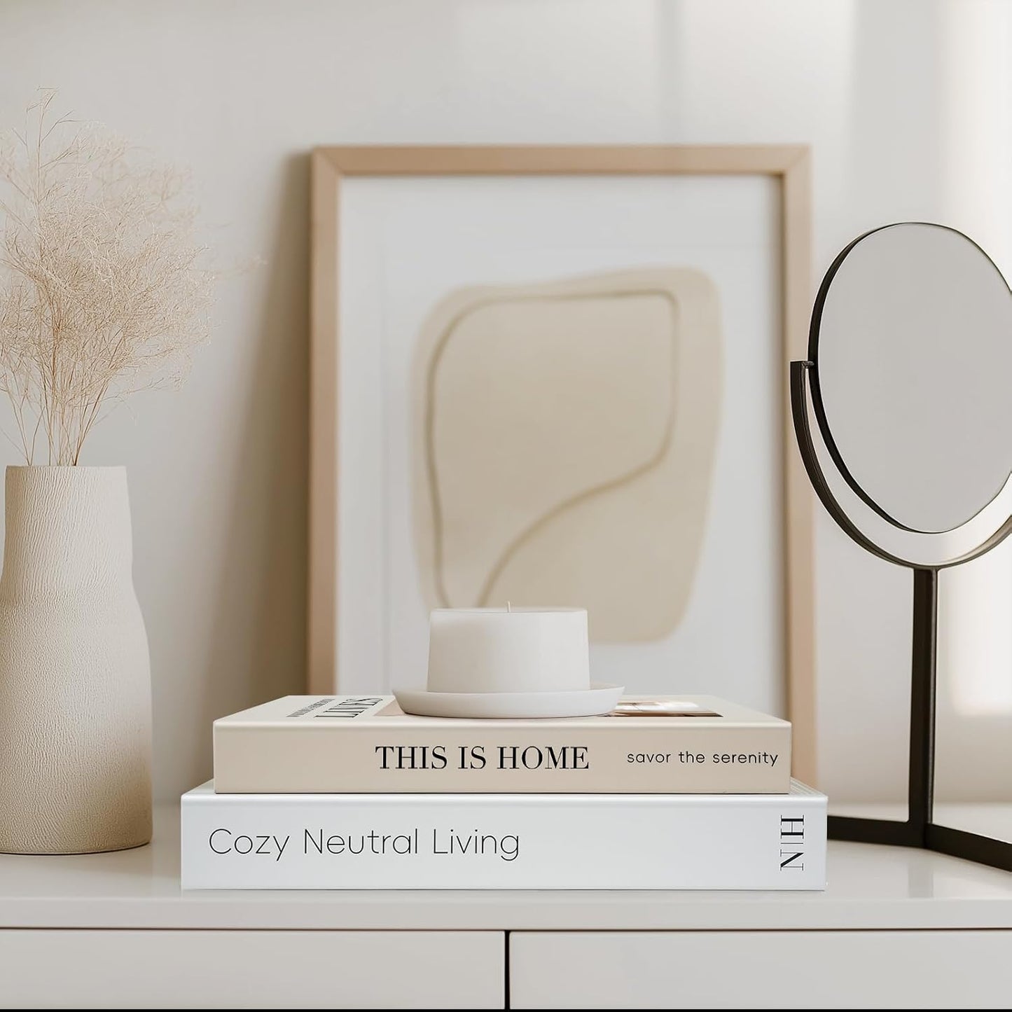 Coffee Table Book / Beige-white / Set of 2